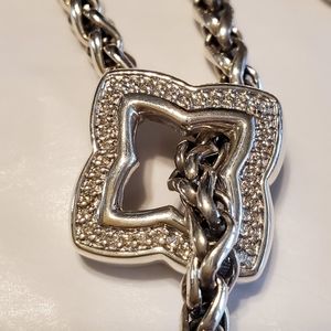 David Yurman Sterling Silver and Diamond Lariat Necklace.